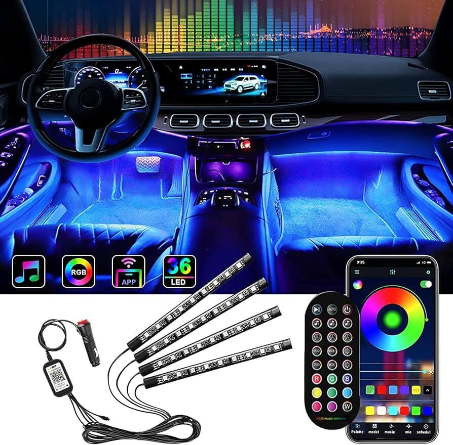 VIP Car & Bike RGB Atmosphere LED Lights (App + Remote)